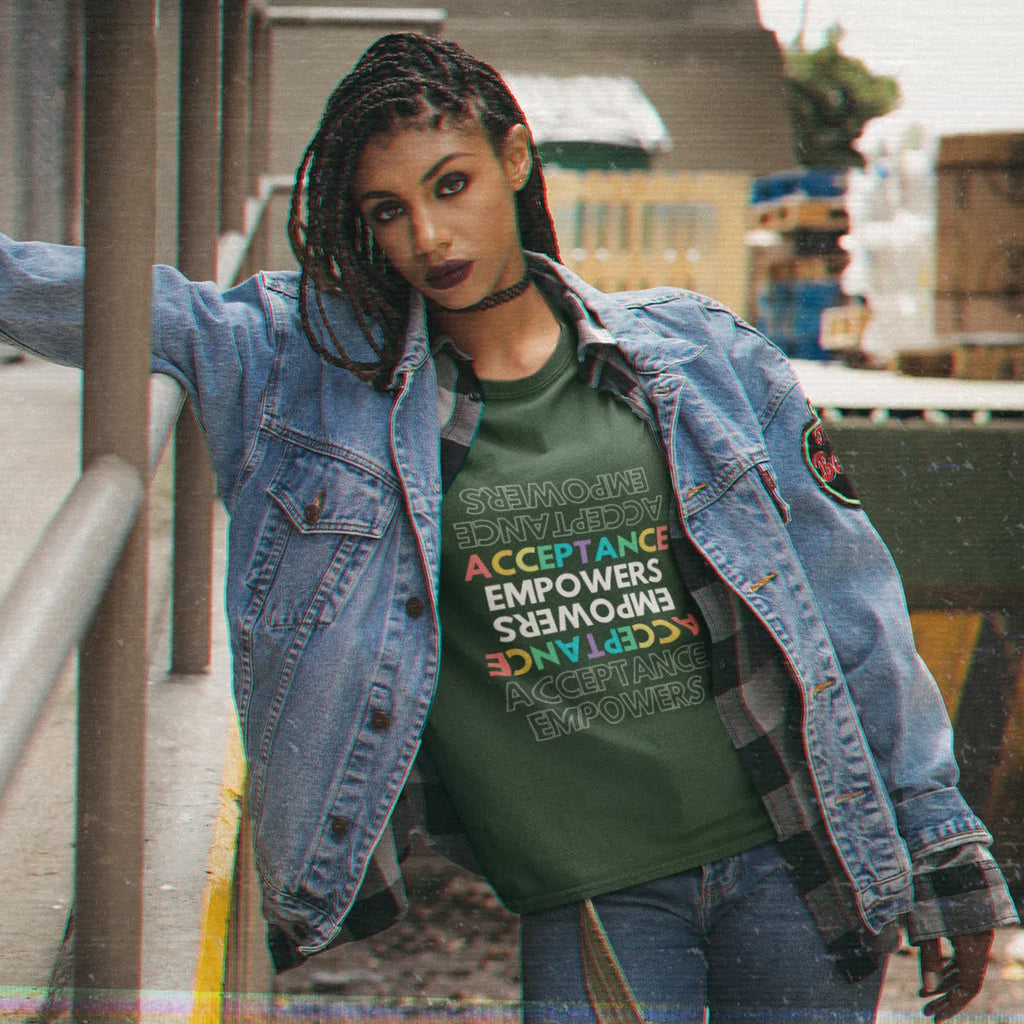 Black Acceptance Empowers T-Shirt by Queer In The World Originals sold by Queer In The World: The Shop - LGBT Merch Fashion