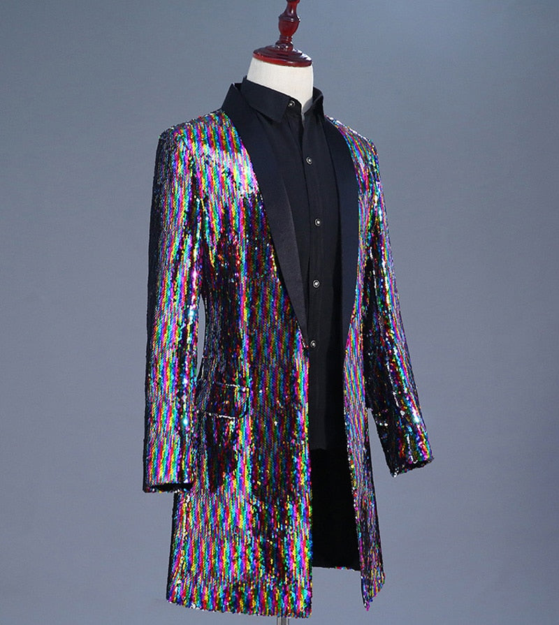 Spectral Showstopper Men's Sequin Party Coat