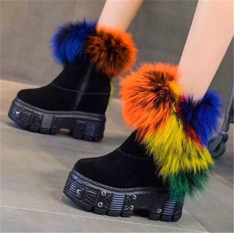 Multicolor fur boots Clearance