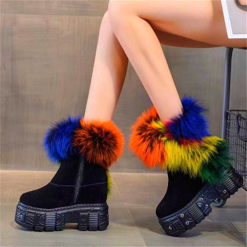 Multicolor faux fur boots Clearance