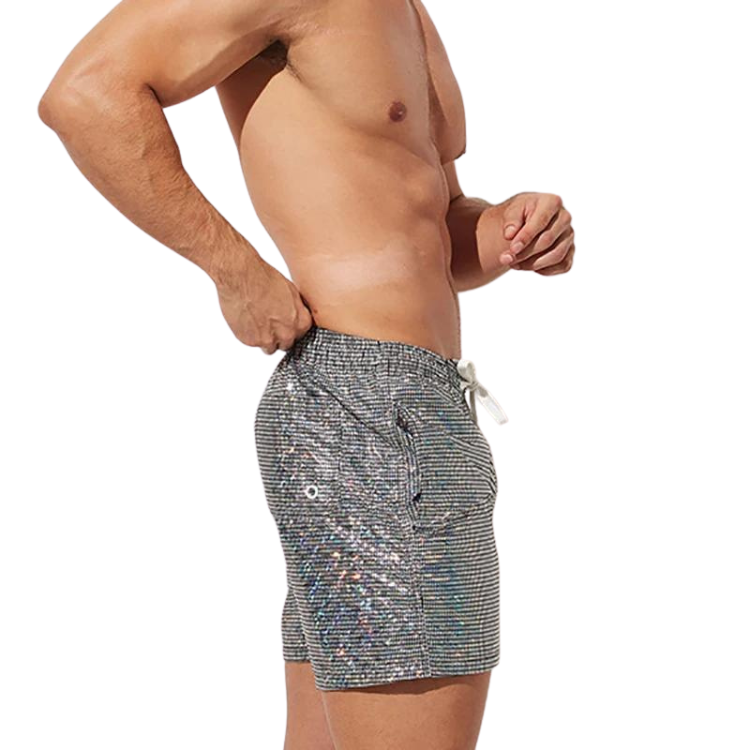 Men's Metallic Print Sequin Casual Sporty Shorts – Queer In The