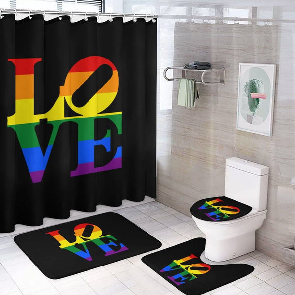 Rainbow Love 4-Piece Shower Curtain Bathroom Set
