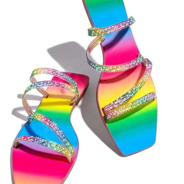 Rainbow Rhinestone Sandals