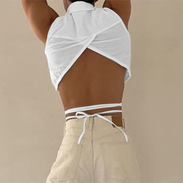 Sexy Lace-Up Backless Crop Top