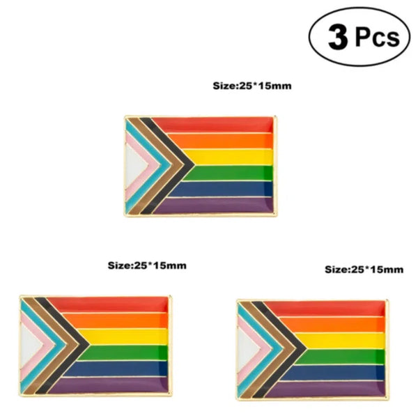  Progress Pride Enamel Pins (3 Pack Deal) by Queer In The World sold by Queer In The World: The Shop - LGBT Merch Fashion
