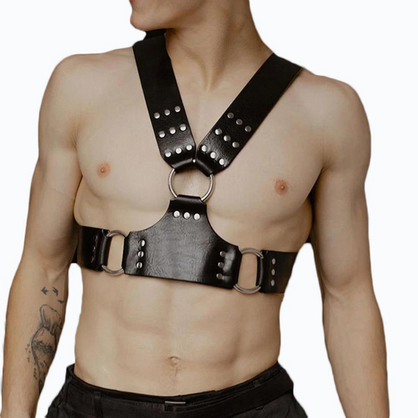Versatile PU Leather Body Bondage Harness With Cuffs