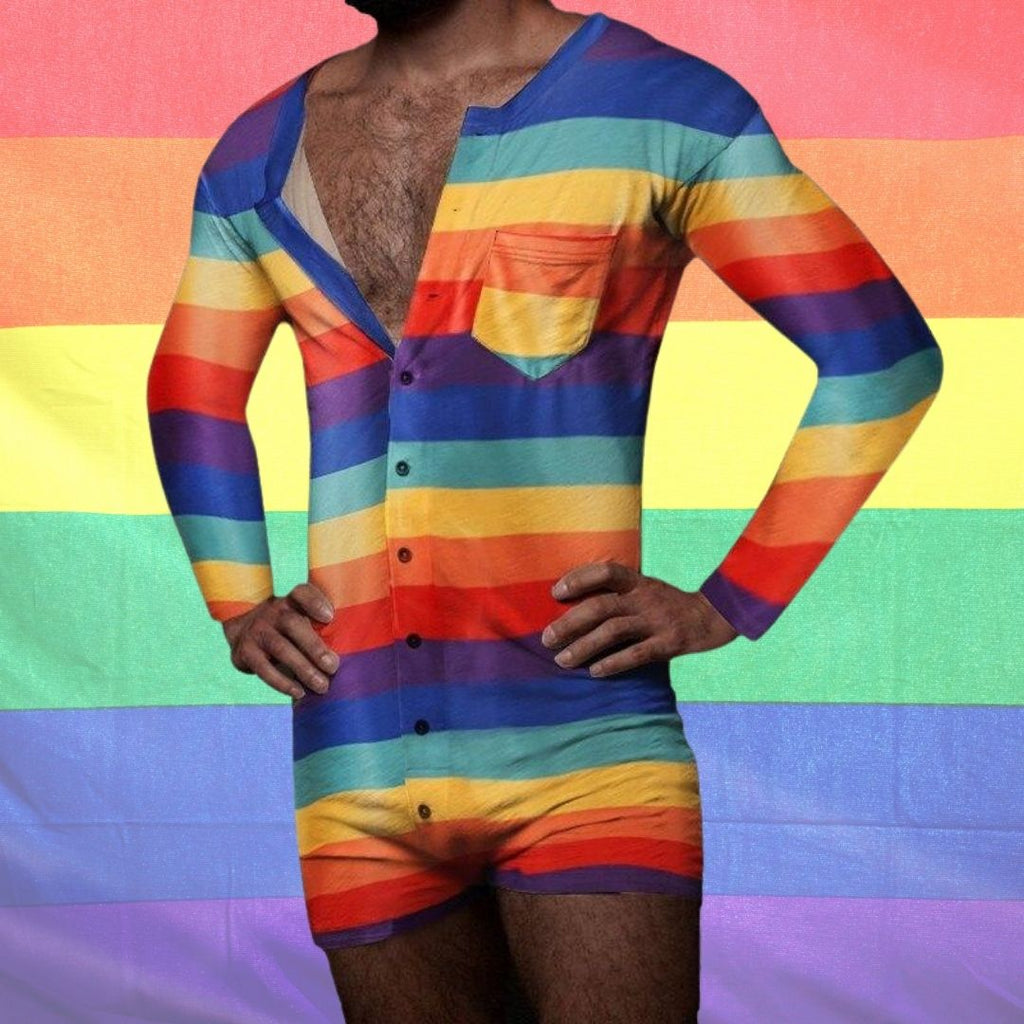  Gay Pride Romper by Out Of Stock sold by Queer In The World: The Shop - LGBT Merch Fashion
