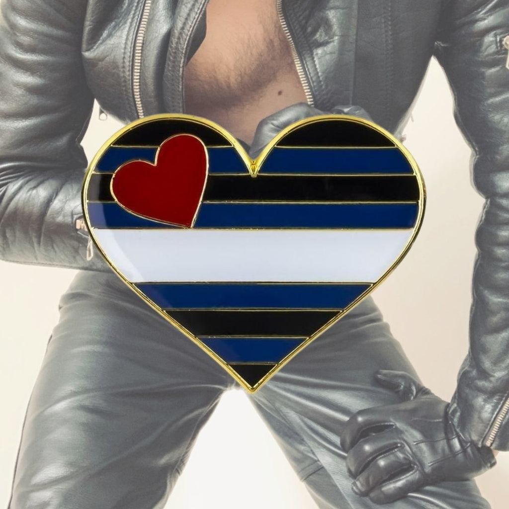  Leather Pride Heart Enamel Pin by Queer In The World sold by Queer In The World: The Shop - LGBT Merch Fashion