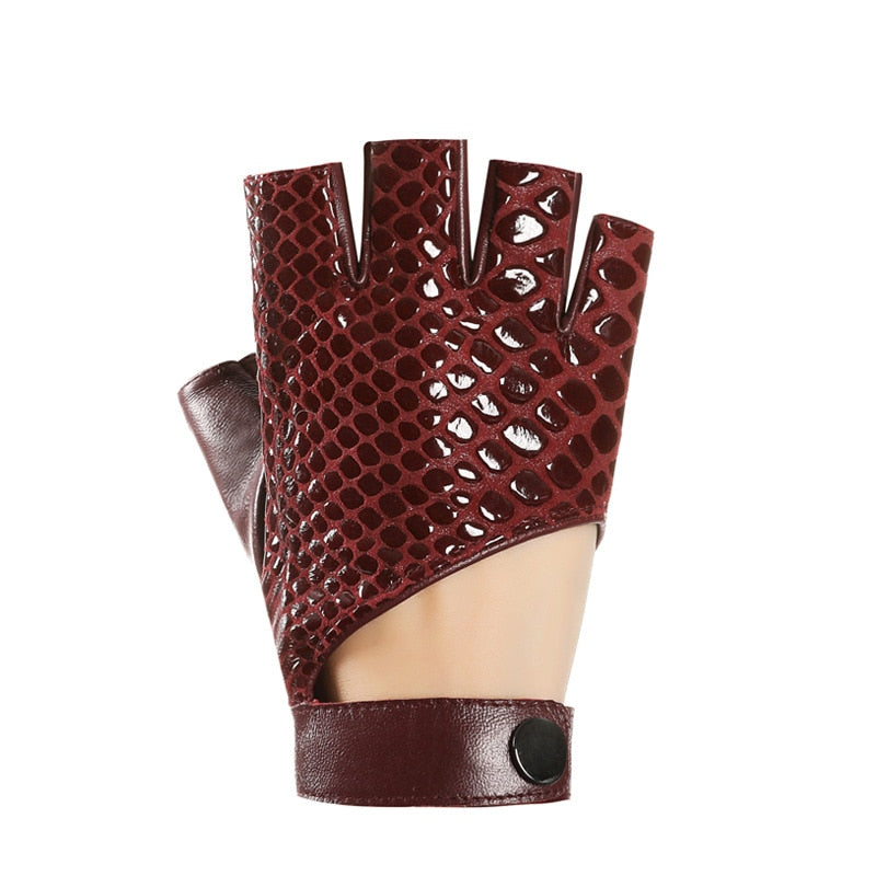 KINBOM Women's Half Finger Leather Gloves