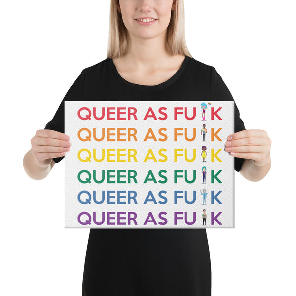  Queer As Fu#k Canvas Print by Queer In The World Originals sold by Queer In The World: The Shop - LGBT Merch Fashion