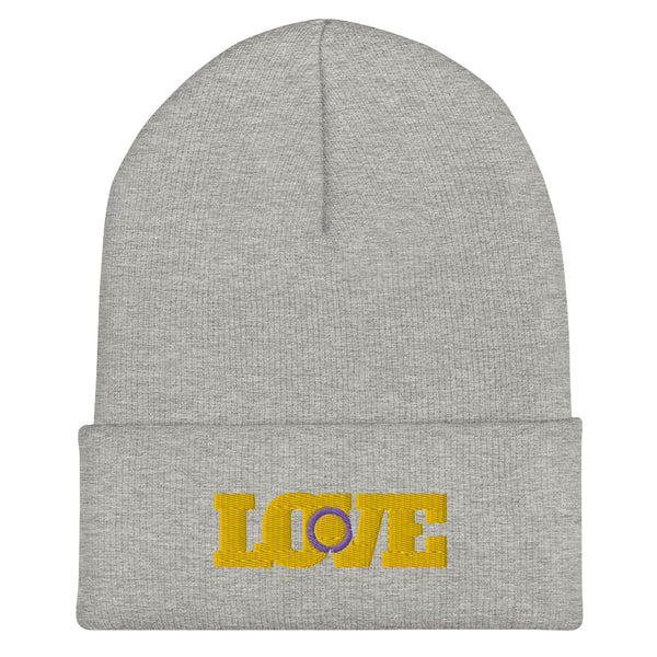 Heather Grey Intersex Love Cuffed Beanie by Queer In The World Originals sold by Queer In The World: The Shop - LGBT Merch Fashion