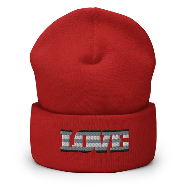 Red Agender Love Cuffed Beanie by Queer In The World Originals sold by Queer In The World: The Shop - LGBT Merch Fashion