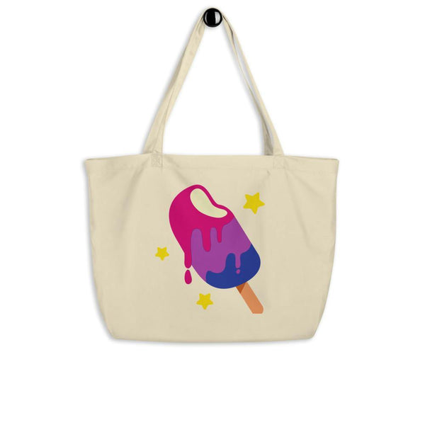 Oyster Bisexual Popsicle Large Organic Tote Bag by Queer In The World Originals sold by Queer In The World: The Shop - LGBT Merch Fashion