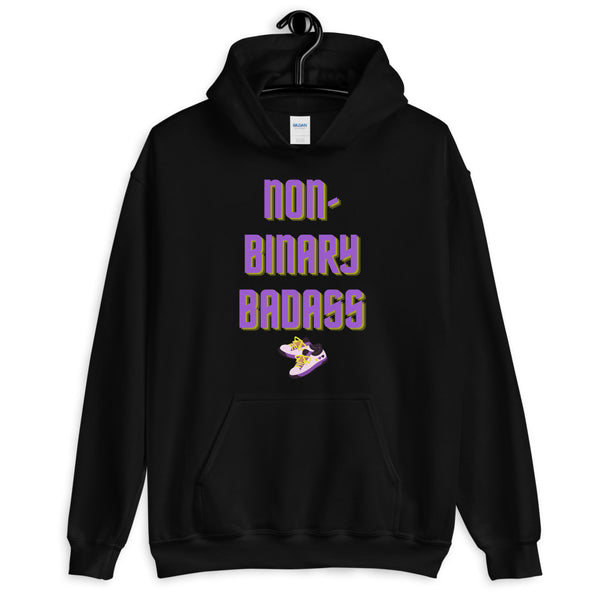 Black Non-Binary Badass Unisex Hoodie by Queer In The World Originals sold by Queer In The World: The Shop - LGBT Merch Fashion