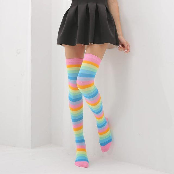 Rainbow Pastel Novelty Pride Long Socks by Queer In The World sold by Queer In The World: The Shop - LGBT Merch Fashion