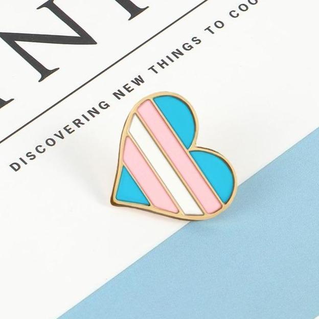  Trans Pride Heart Enamel Pin by Queer In The World sold by Queer In The World: The Shop - LGBT Merch Fashion