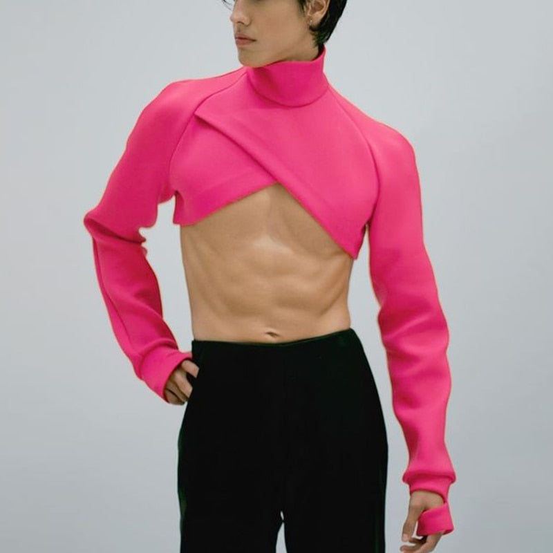  Pink Turtleneck Crop Top by Queer In The World sold by Queer In The World: The Shop - LGBT Merch Fashion