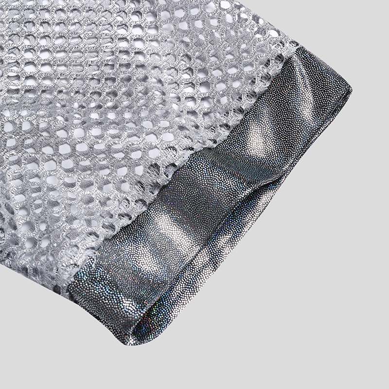 Silver Mesh See Through Crop Top - Main Image