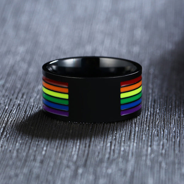 Black Rainbow Pride Flag Ring by Queer In The World sold by Queer In The World: The Shop - LGBT Merch Fashion