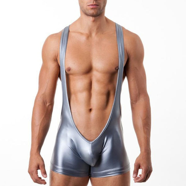 Silver PU Leather Bodysuit by Queer In The World sold by Queer In The World: The Shop - LGBT Merch Fashion