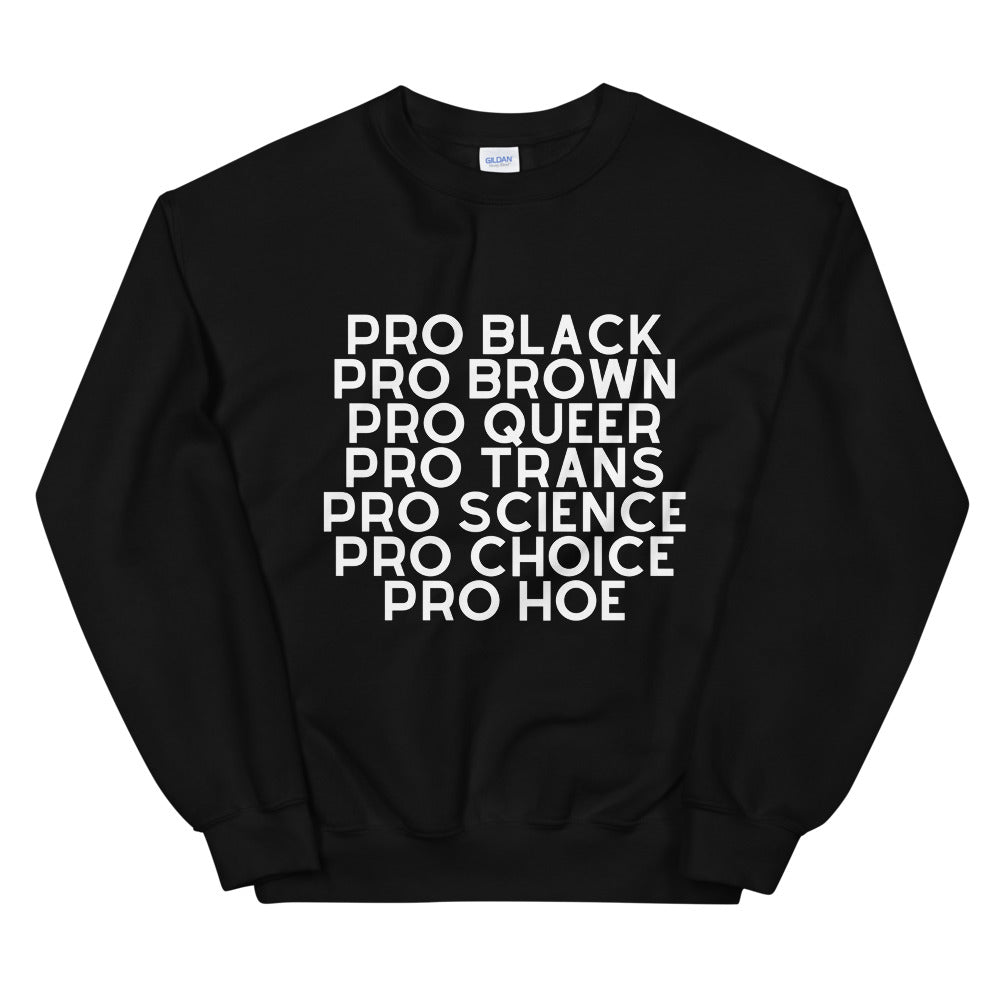 Black Pro Hoe Unisex Sweatshirt by Queer In The World Originals sold by Queer In The World: The Shop - LGBT Merch Fashion