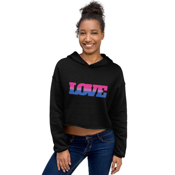 Black Bisexual Love Crop Hoodie by Queer In The World Originals sold by Queer In The World: The Shop - LGBT Merch Fashion