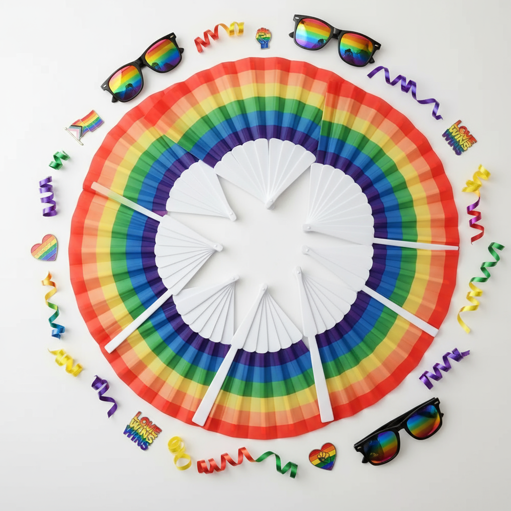 10-Pack Rainbow Folding Hand Fans