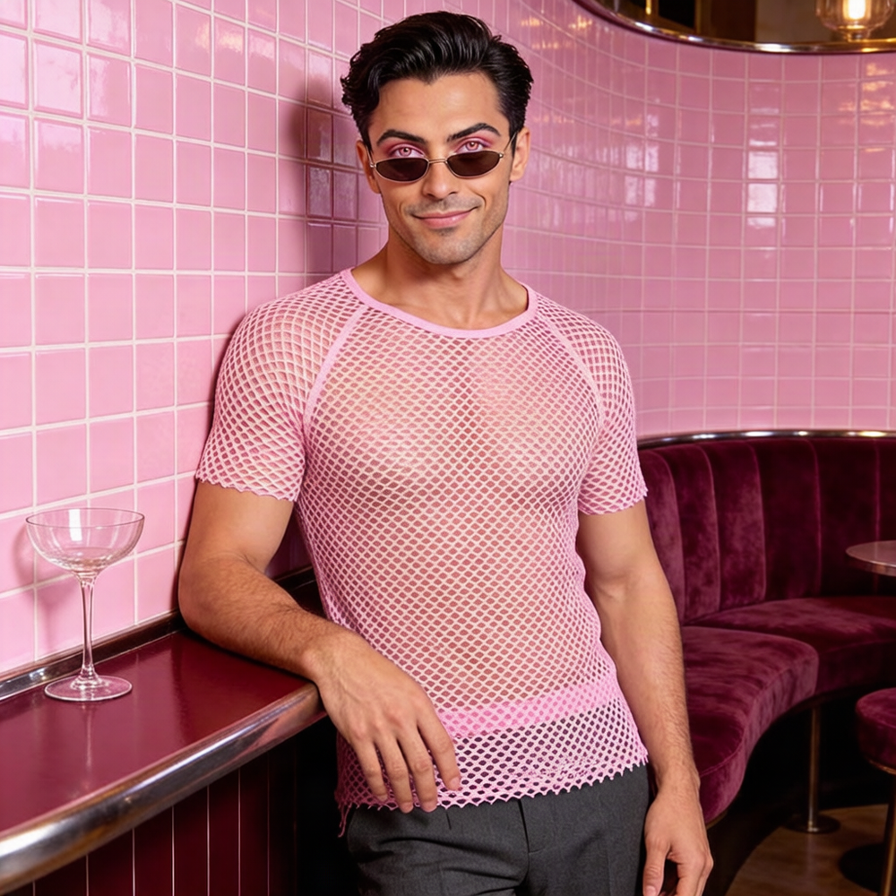Colored Mesh T-Shirts — AI-generated Pink Pony editorial image
