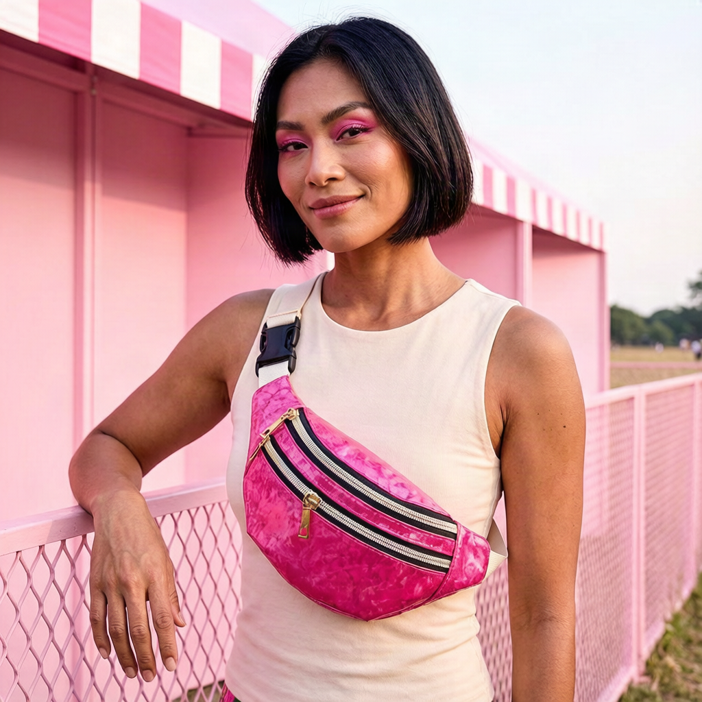 Shimmer Fanny Pack — AI-generated Pink Pony editorial image
