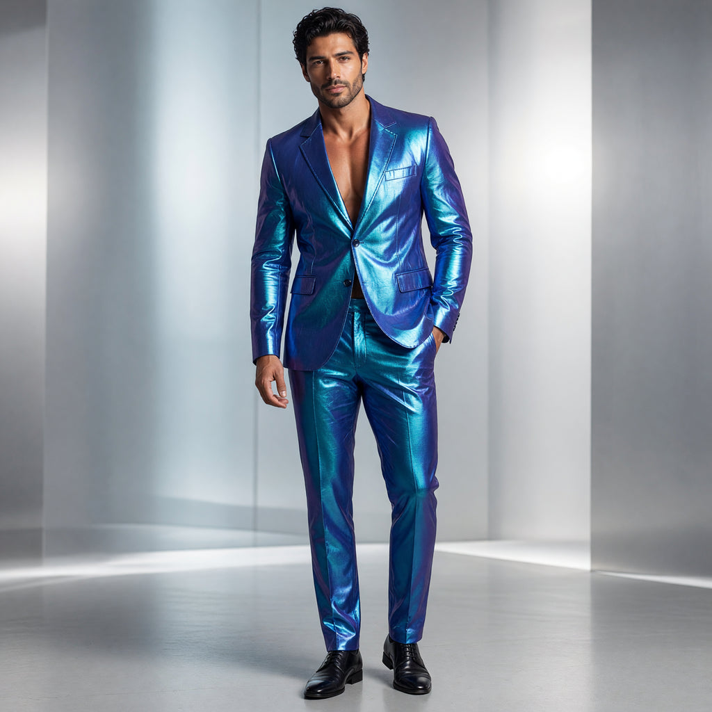 Intergalactic Heartthrob Holographic Two-Piece Suit in Original design, worn by an adult man