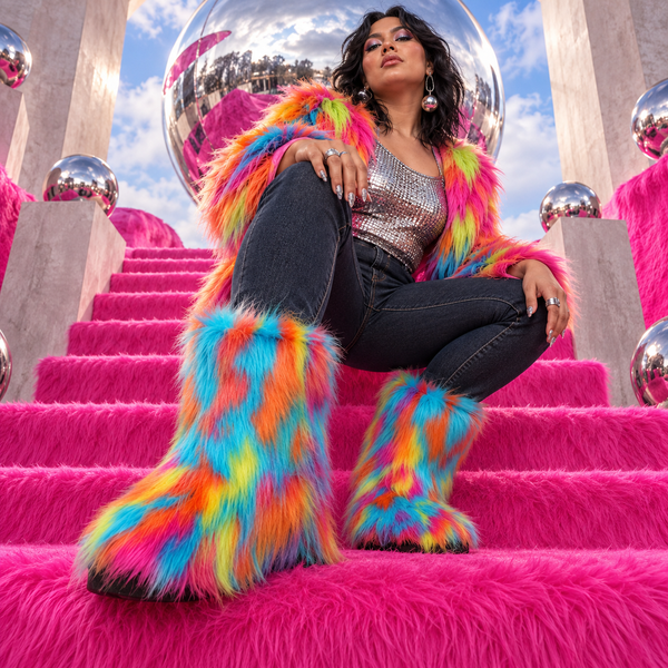 Funk Monster Faux Fur Boots — Avant-Garde Art Editorial