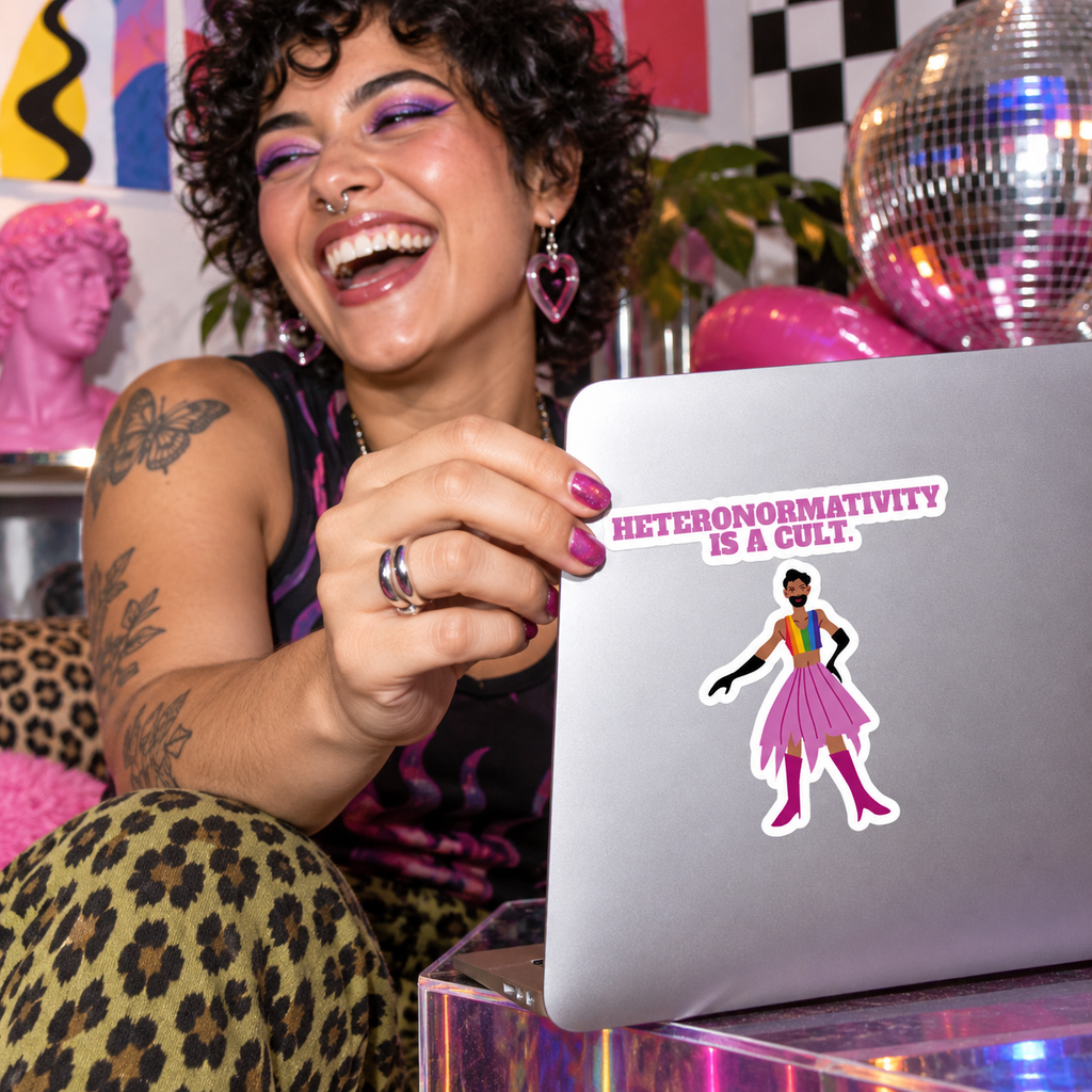 Heteronormativity Is A Cult Bubble-Free Stickers — Candid Inside the Impossible
