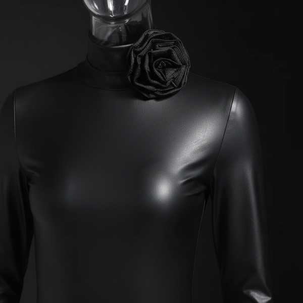 Black Widow Floral-Appliqué Bodysuit