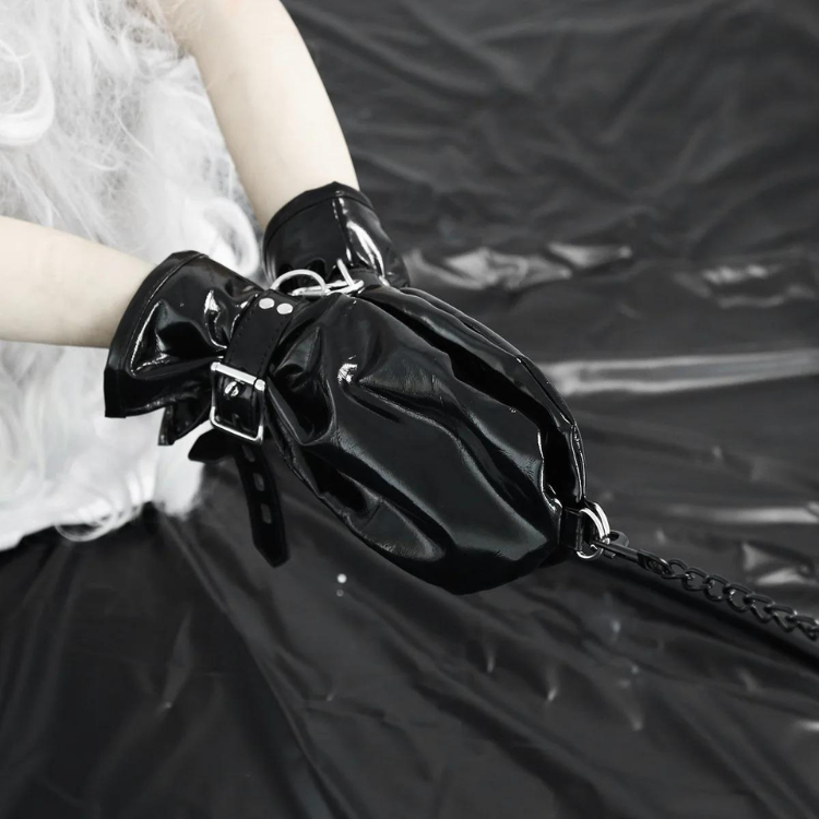 Bondage Leatherette Gauntlets With Restraints