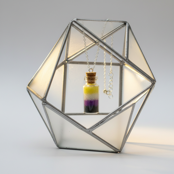 Bottled Non-Binary Love In A Glass Vial Necklace