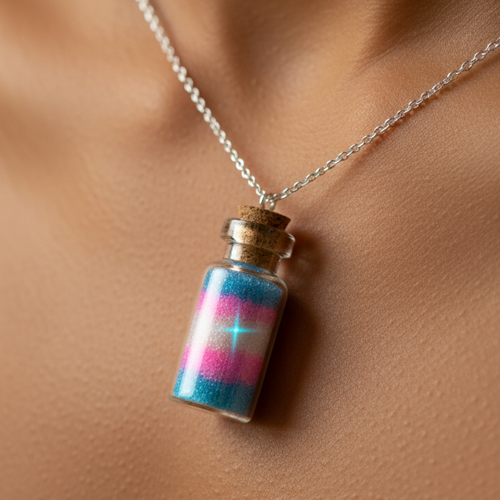 Bottled Transgender Love In A Glass Vial Necklace