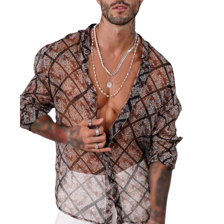 Breezy Allure Casual Mesh Men's Shirt