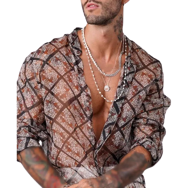 Breezy Allure Casual Mesh Men's Shirt