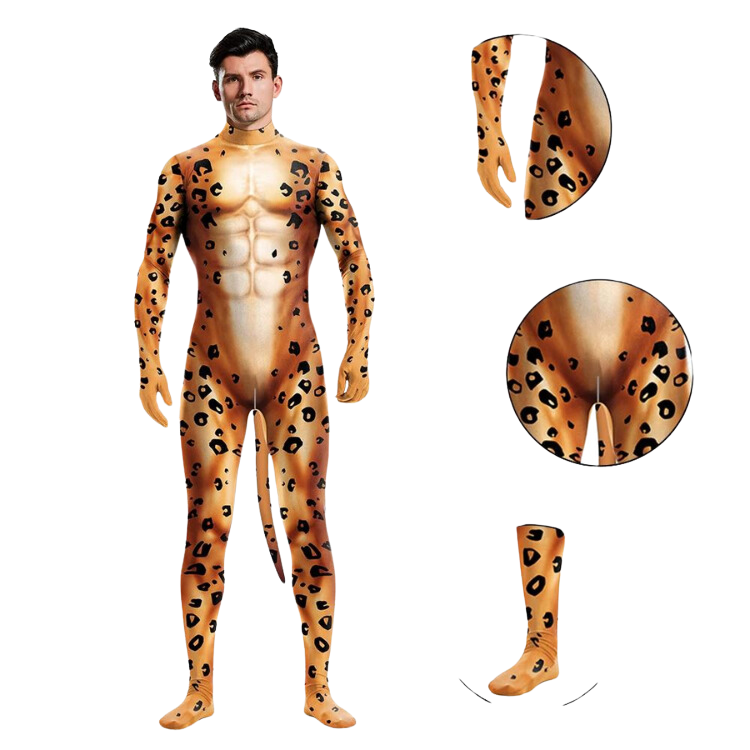 Cheetah Zentai Body Suit With Tail