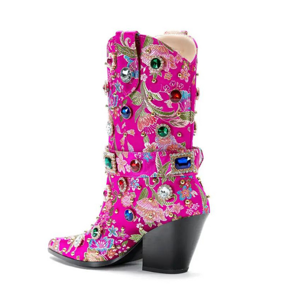 Cowgirl Couture Pink Embroidered Boots