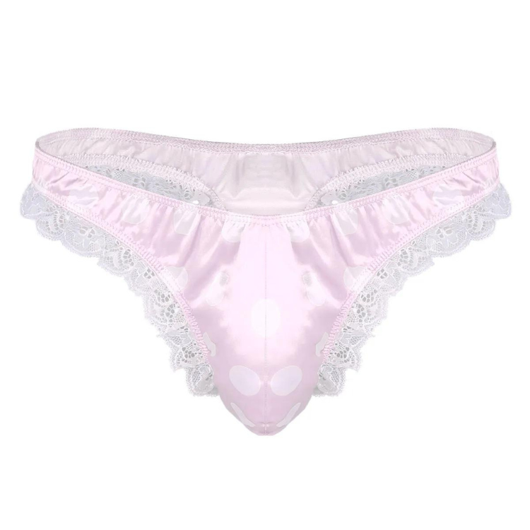 Crossdressing Shiny Ruffle Lace Polka Thong