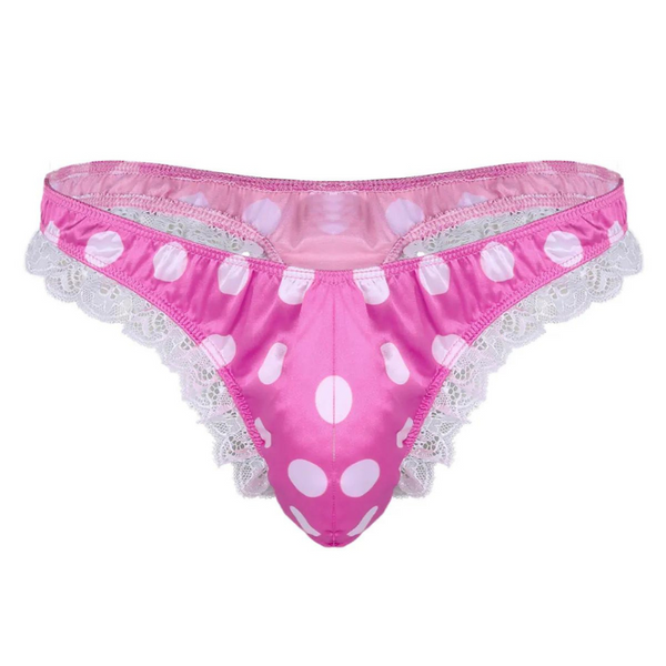 Crossdressing Shiny Ruffle Lace Polka Thong