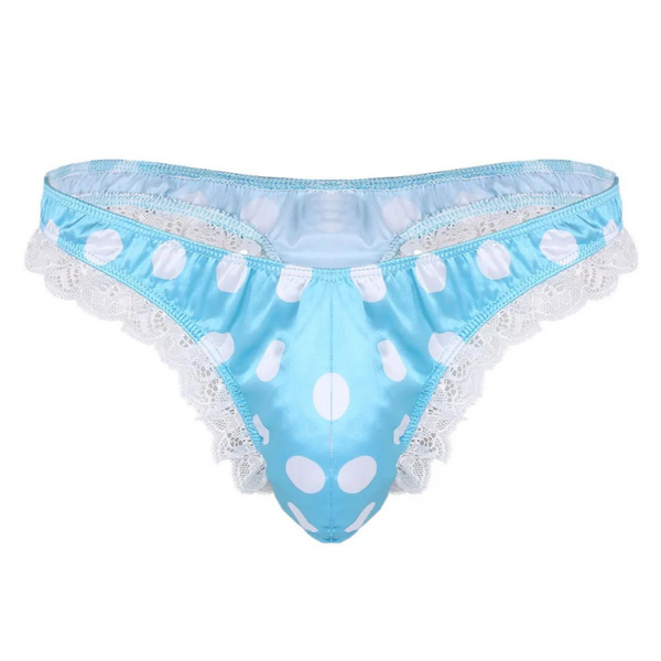 Crossdressing Shiny Ruffle Lace Polka Thong