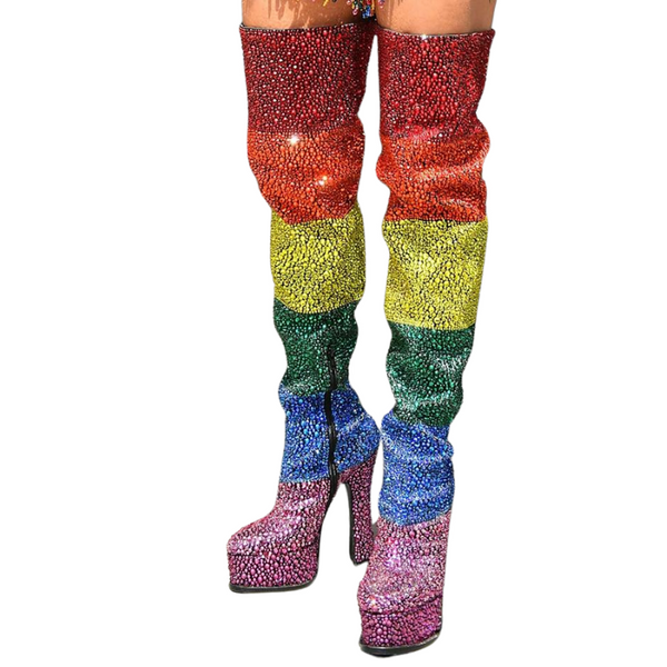 Crystal Dreams Sparkling Pride Rainbow Boots