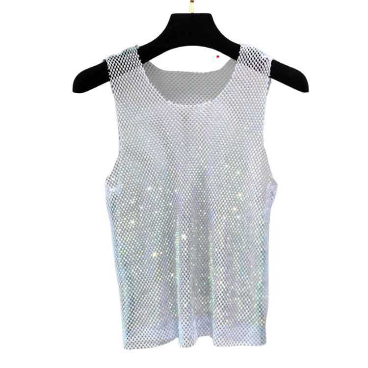 Dazzling Diamonds Sleeveless Crystal Vest