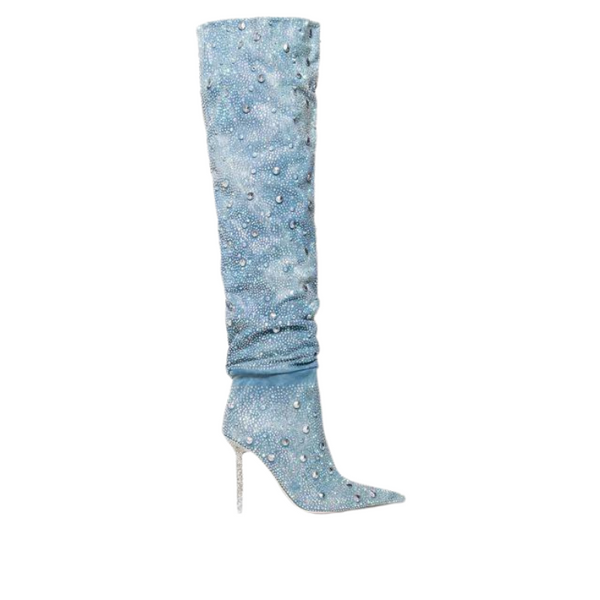 Denim Dazzle Rhinestone Jeans Boots