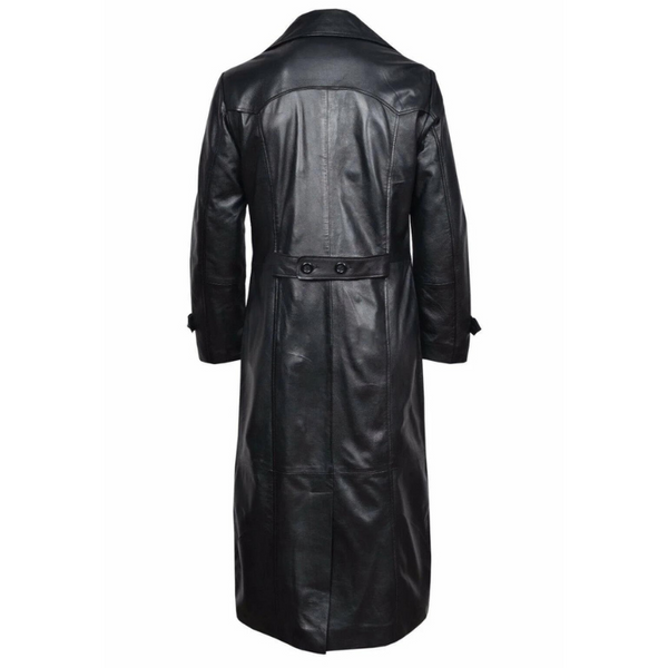 Double Breasted PU Leather Trench Coat