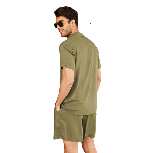 Euro Summer Short Sleeve Shirt + Shorts (2 Piece Outfit)