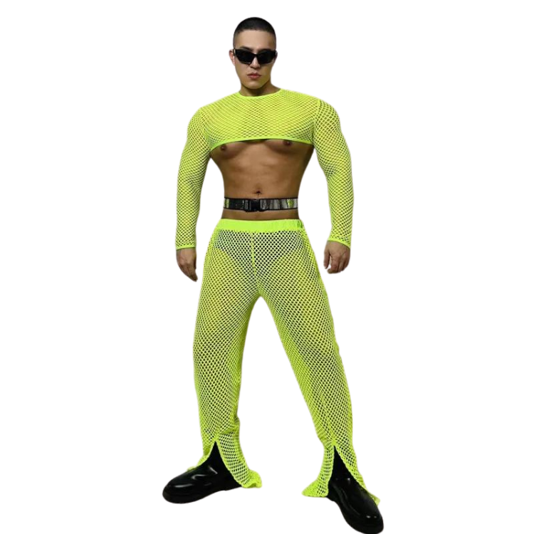 lime green fishnet top