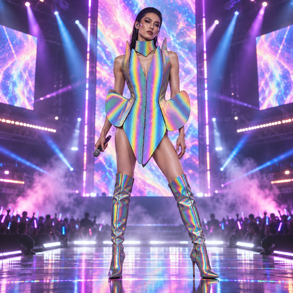 Futuristic Dancewear Reflective Performance Costume